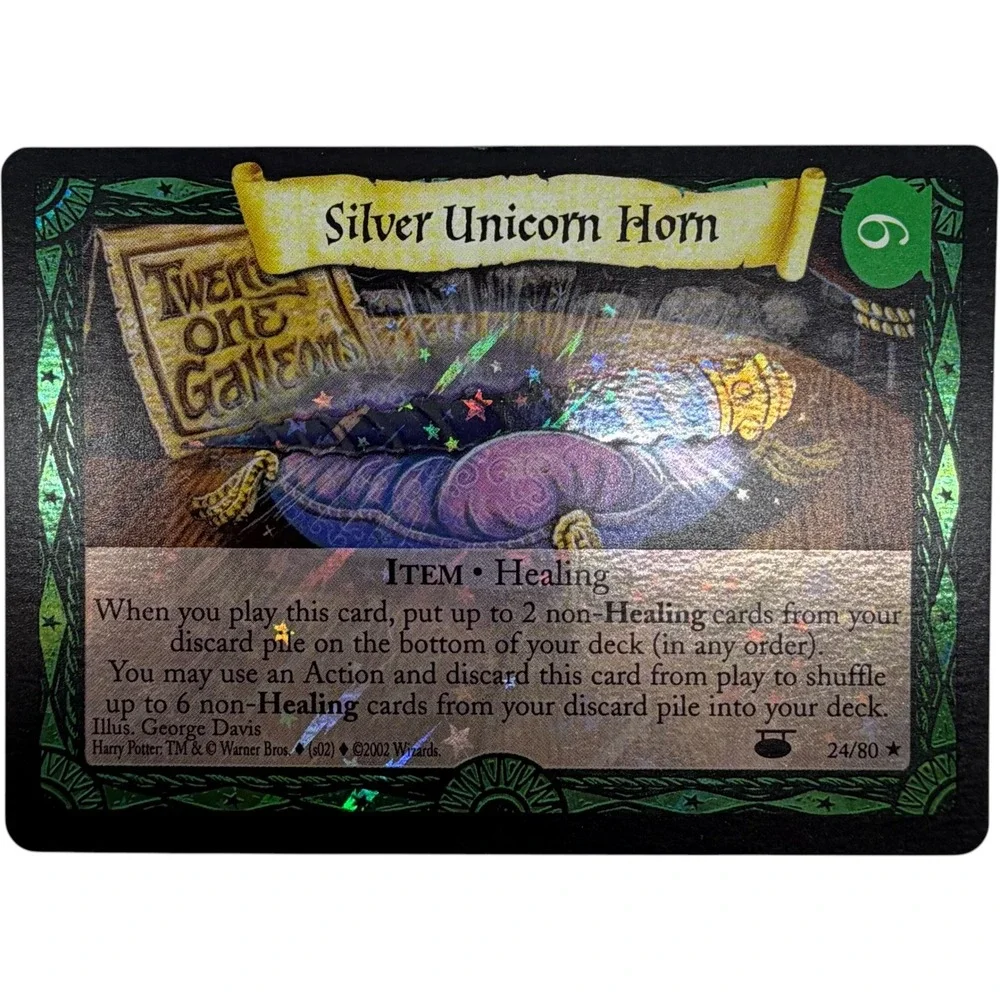 Harry Potter TCG Silver Unicorn Horn 24/80 Diagon Alley Rare Star Foil 2002 WOTC
